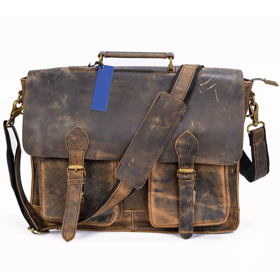 Hunter Buffalo Leather Laptop Messenger Bag with 2 Pockets